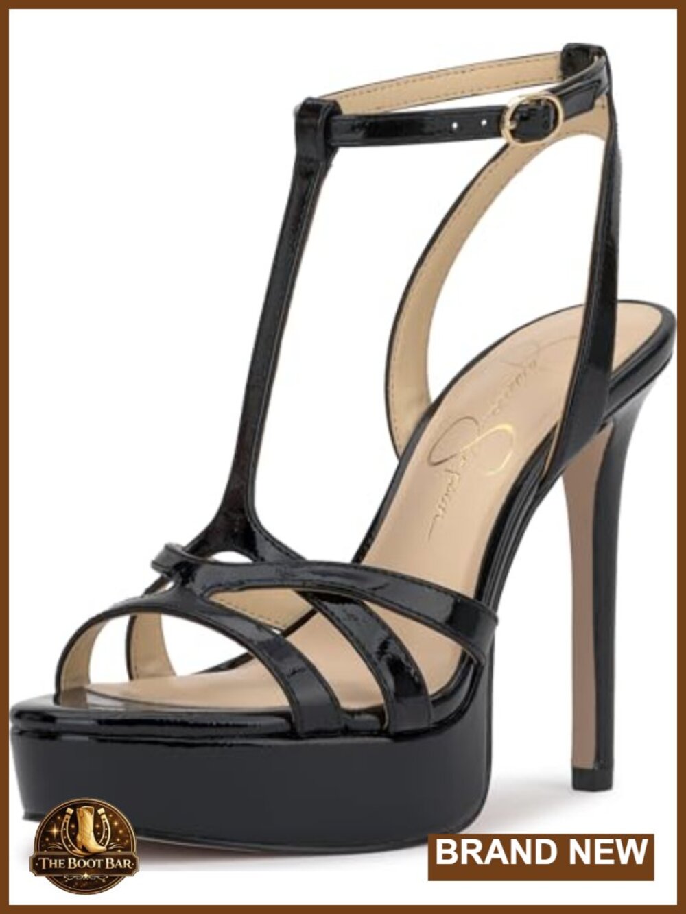 T-Strap Platform Sandals with Buckle